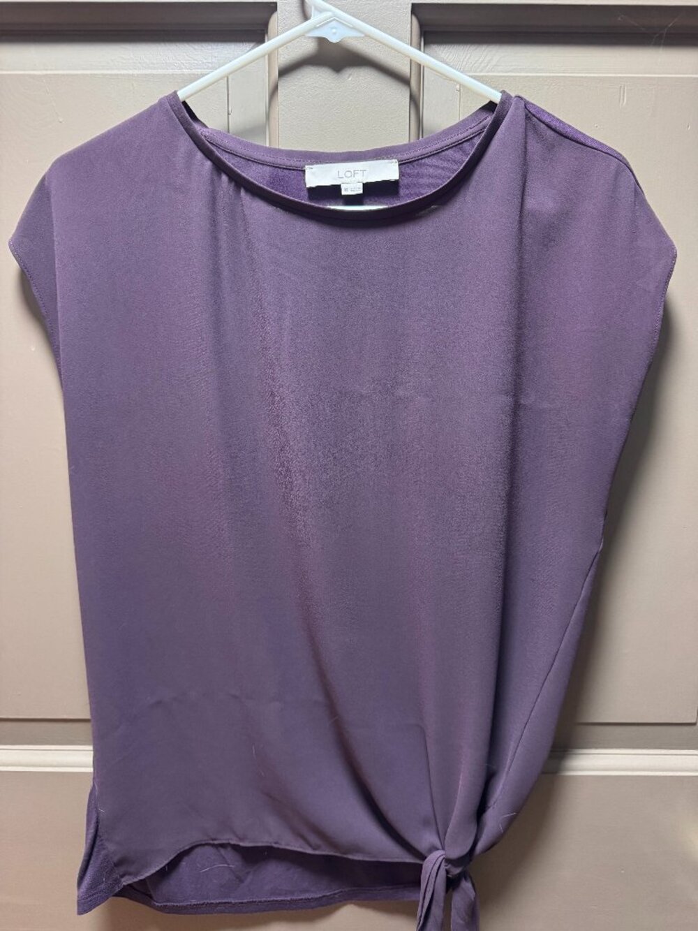 LOFT Purple Side-Tie Cap Sleeve Top XS